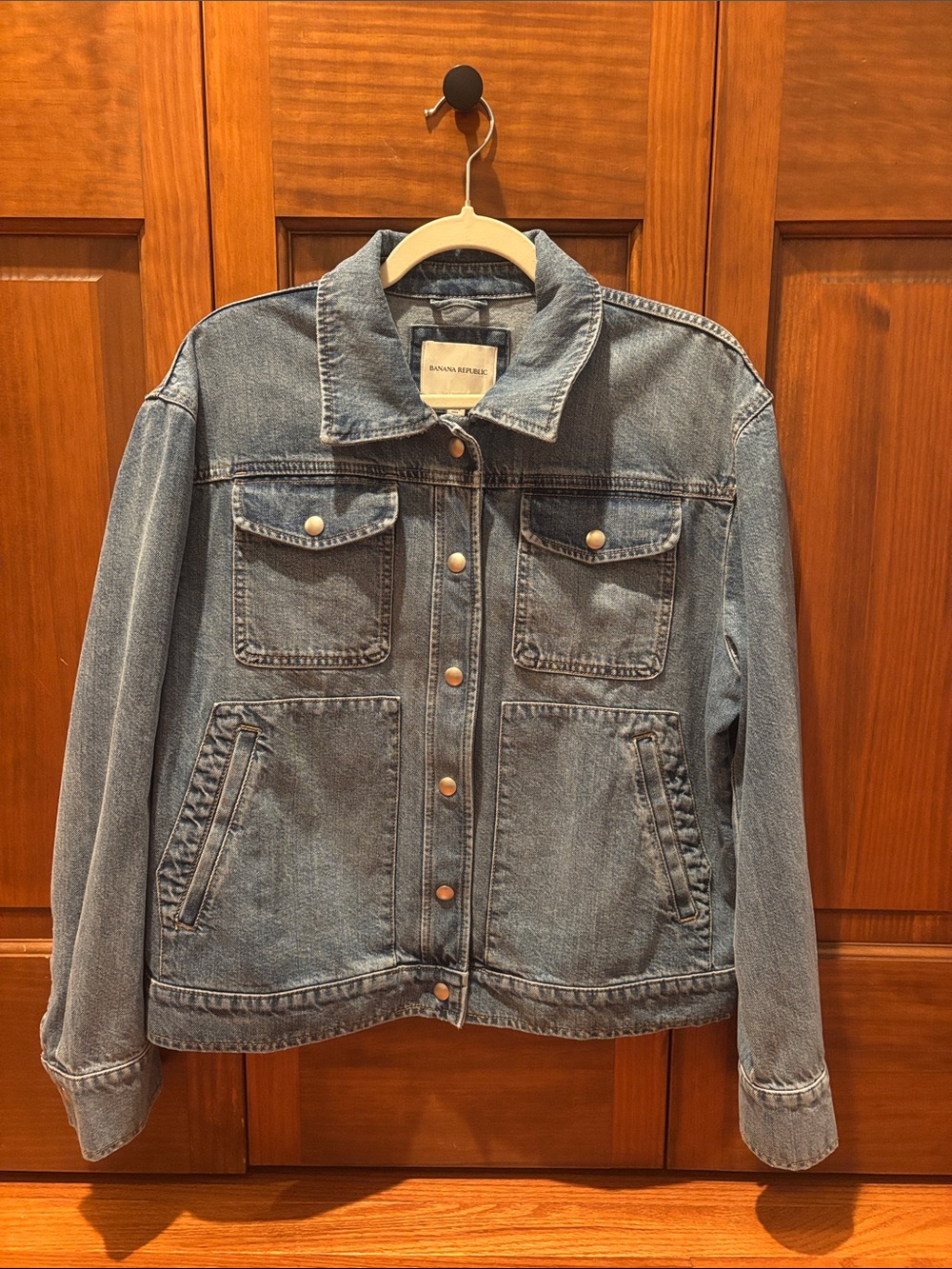 Banana Republic Light Blue Denim Jacket with Snap Front